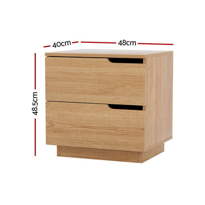 Bedside Table 2 Drawers Pine 48x40x48.5cm