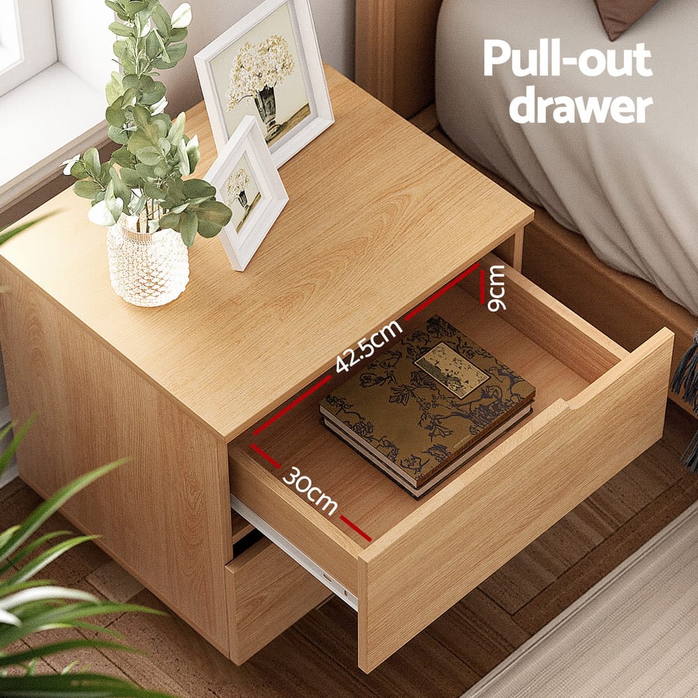 Bedside Table 2 Drawers Pine 48x40x48.5cm