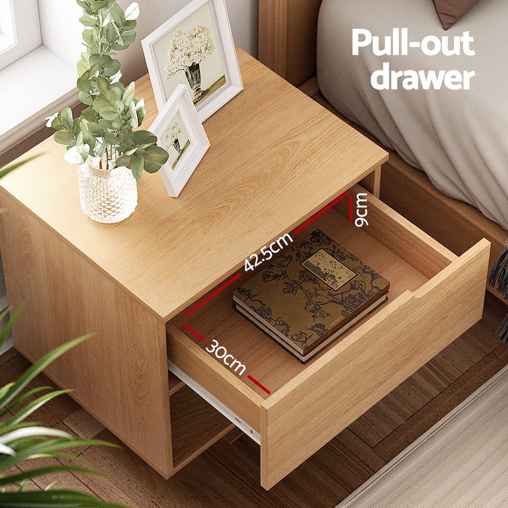 Bedside Table With Drawer 48x40x48.5cm