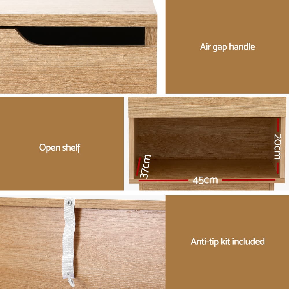 Bedside Table With Drawer 48x40x48.5cm