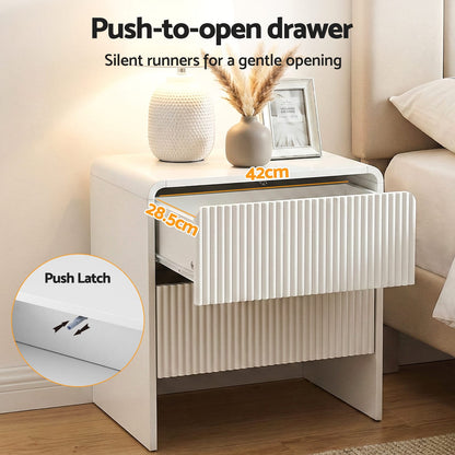 Bedside Table 2 Drawers Beige 50x40x55cm