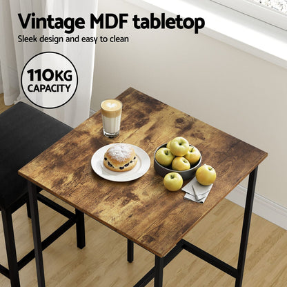 Vintage Metal Bar Table Walnut 60x92cm