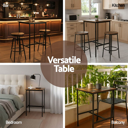 Vintage Metal Bar Table Walnut 60x92cm