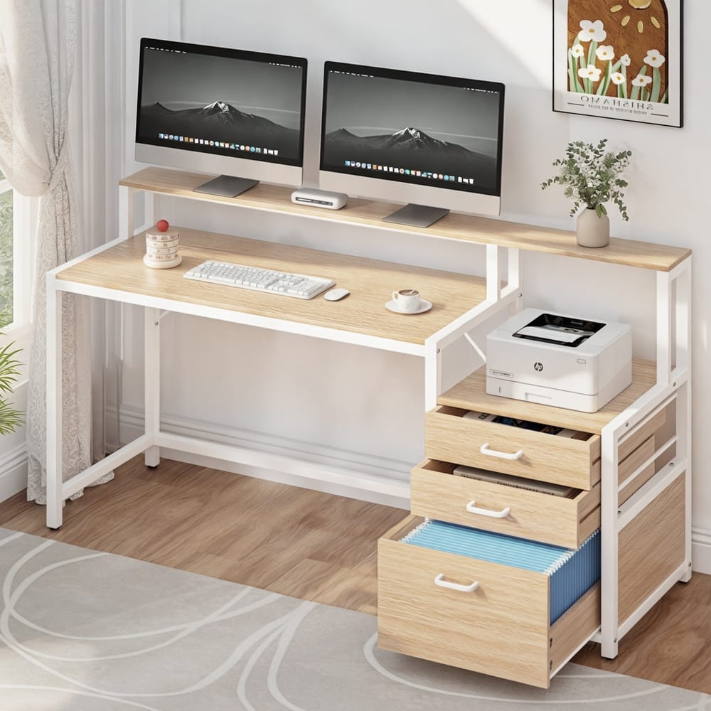 Computer Desk Oak 160cm 160x50x90cm