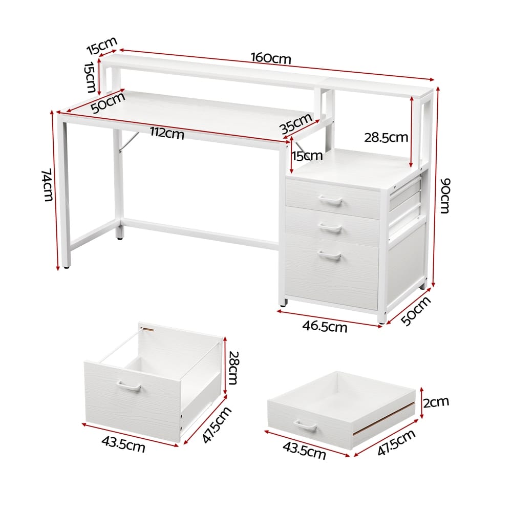 Computer Desk White 160cm 160x50x90cm