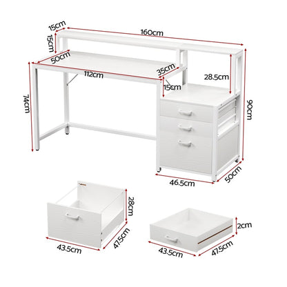 Computer Desk White 160cm 160x50x90cm