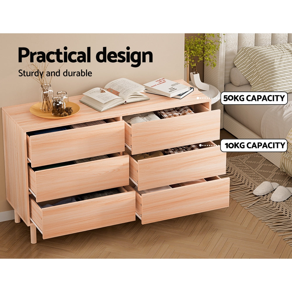 6 Chest Of Drawers Cabinet Dresser Table Tallboy Storage Bedroom Pine