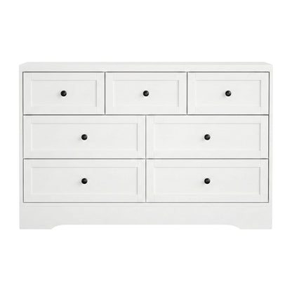 White 7 Drawer Chest 110x39x72cm
