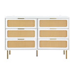 6-Drawer White Chest Lowboy Cabinet Modern Bedroom Storage Unit