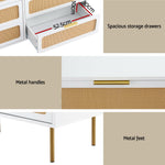 6-Drawer White Chest Lowboy Cabinet Modern Bedroom Storage Unit