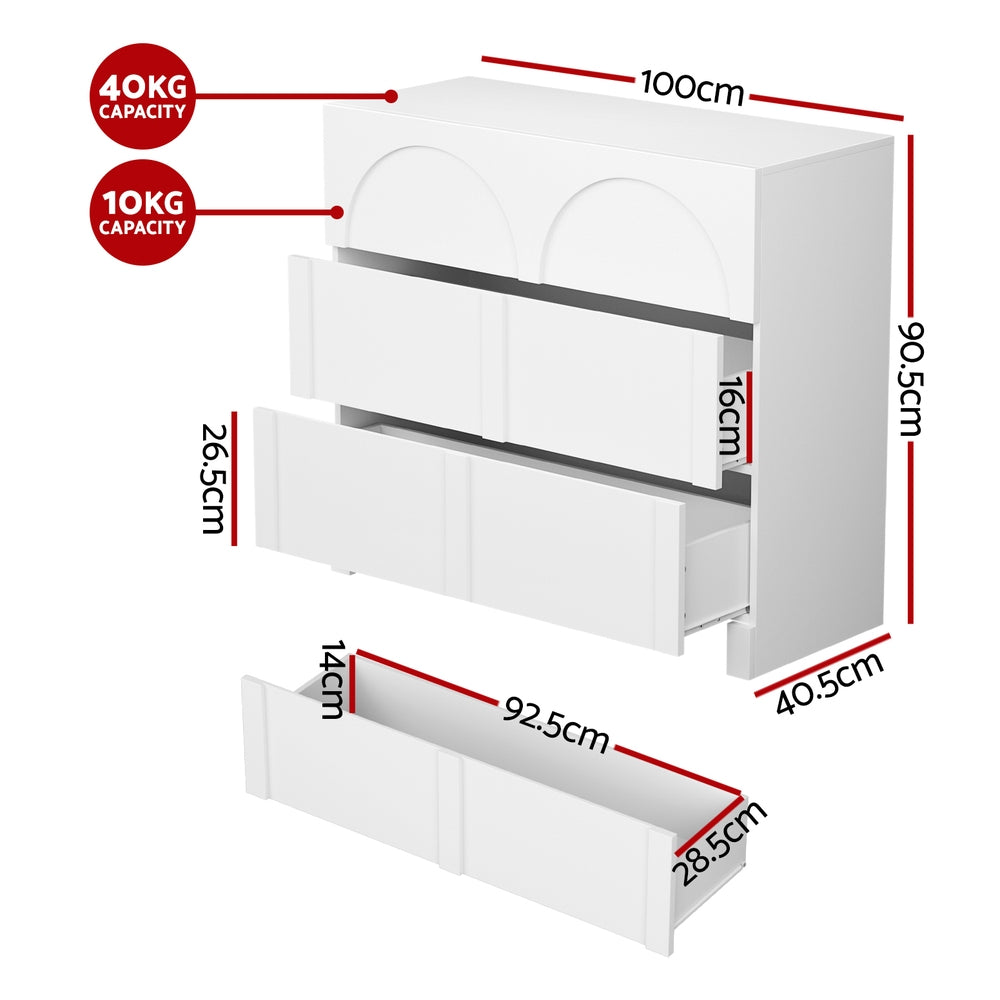 Chest of 6 Drawers Lowboy Cabinet White