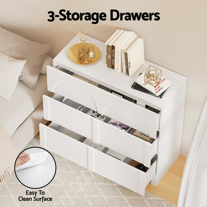 Chest of 6 Drawers Lowboy Cabinet White