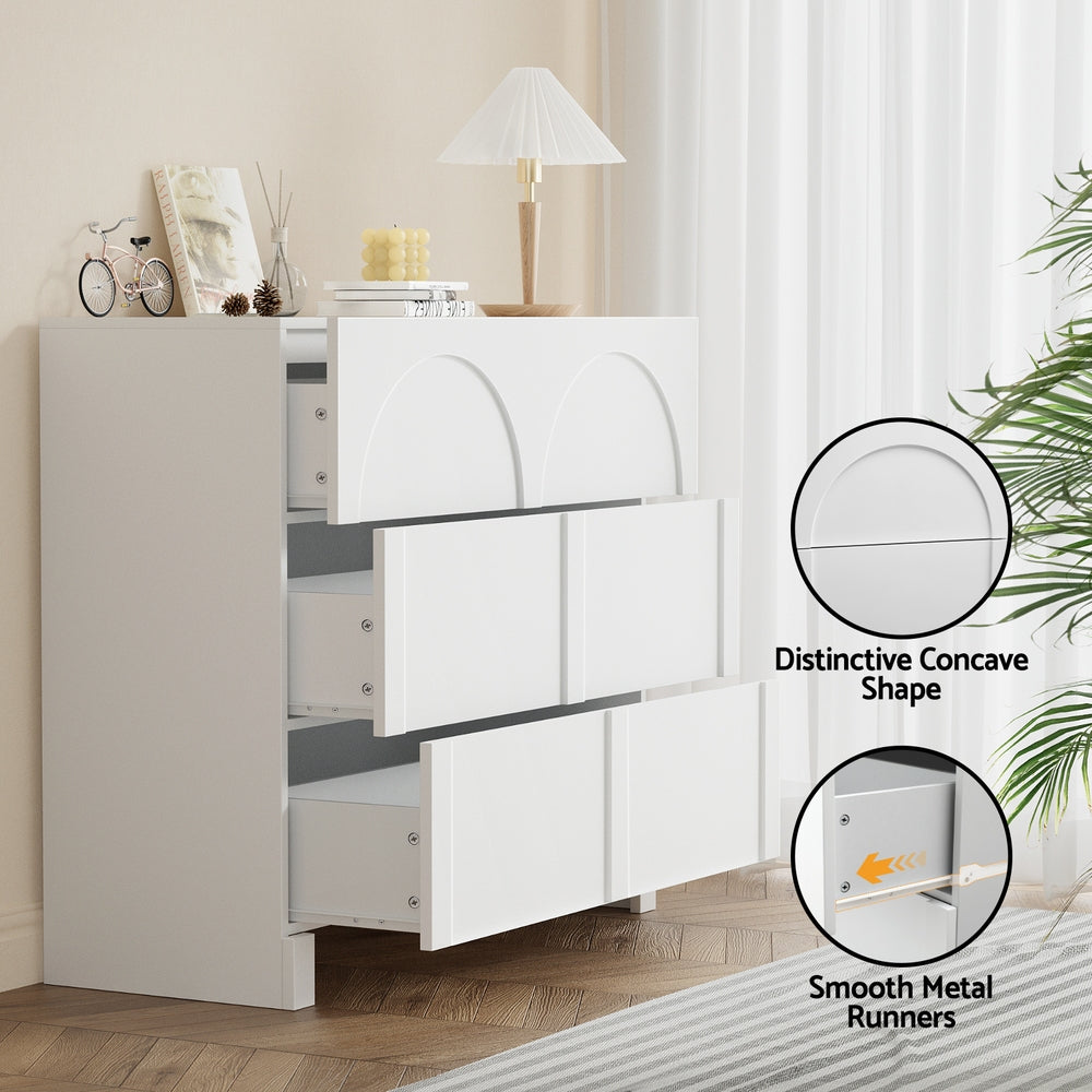Chest of 6 Drawers Lowboy Cabinet White