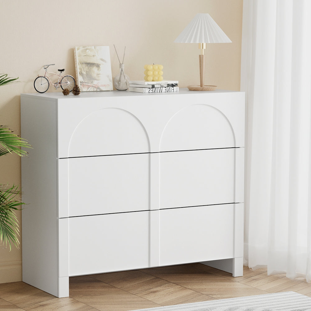 Chest of 6 Drawers Lowboy Cabinet White