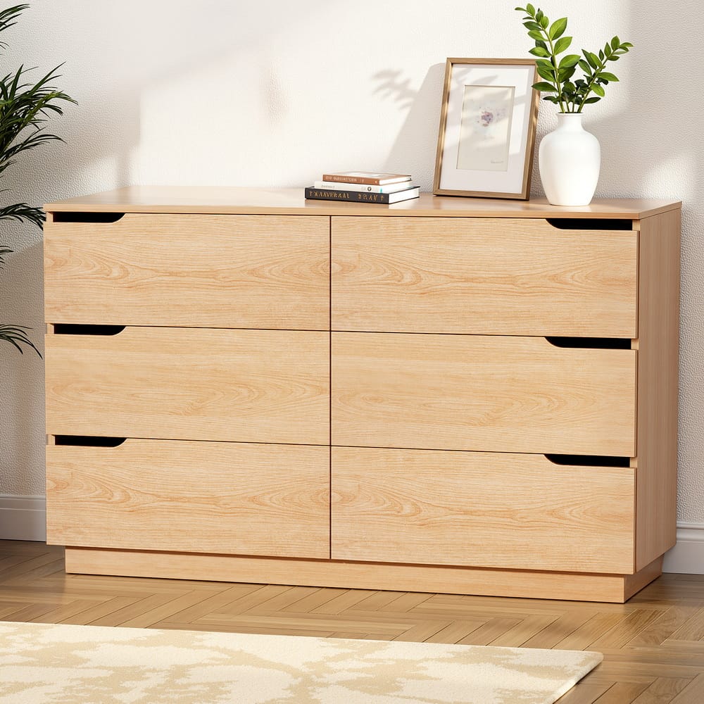 Pine 6 Drawer Dresser Table 120x40x75cm
