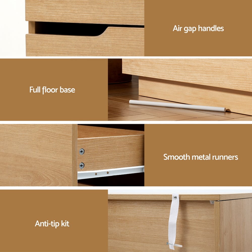 Pine 6 Drawer Dresser Table 120x40x75cm