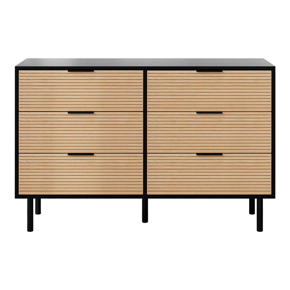 6 Chest of Drawers Dresser Table Black&Pine