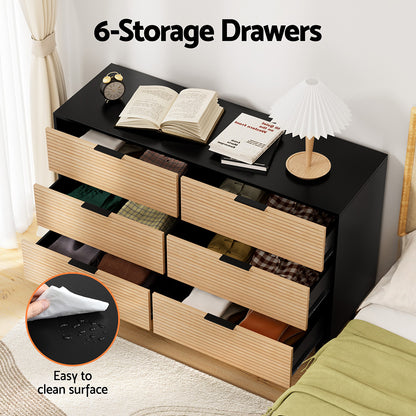 6 Chest of Drawers Dresser Table Black&Pine