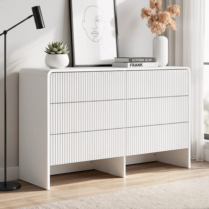 Beige 6 Drawer Chest 120x40x75.5cm