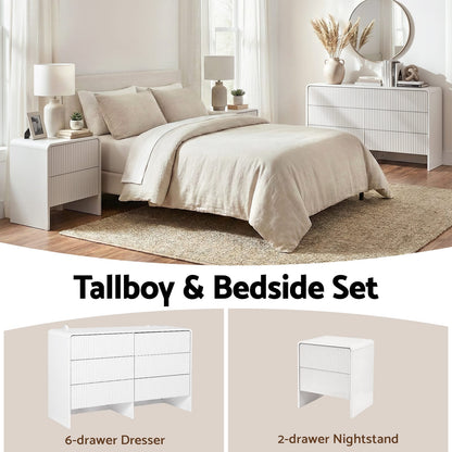 Beige 6 Drawer Chest 120x40x75.5cm