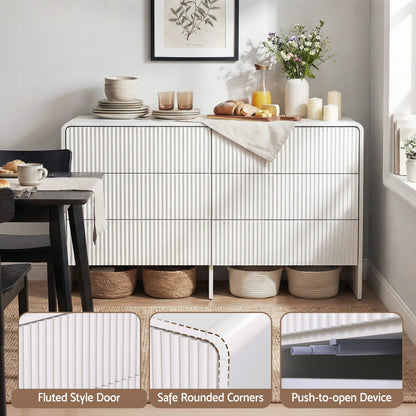 Beige 6 Drawer Chest 120x40x75.5cm