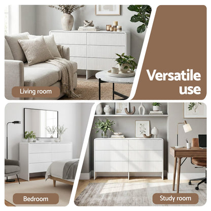 Beige 6 Drawer Chest 120x40x75.5cm