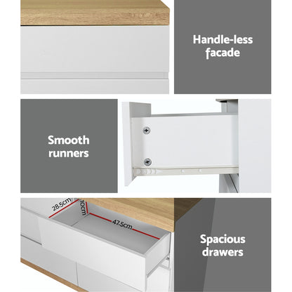 6 Chest Of Drawers Cabinet Dresser Table Tallboy Storage Bedroom White