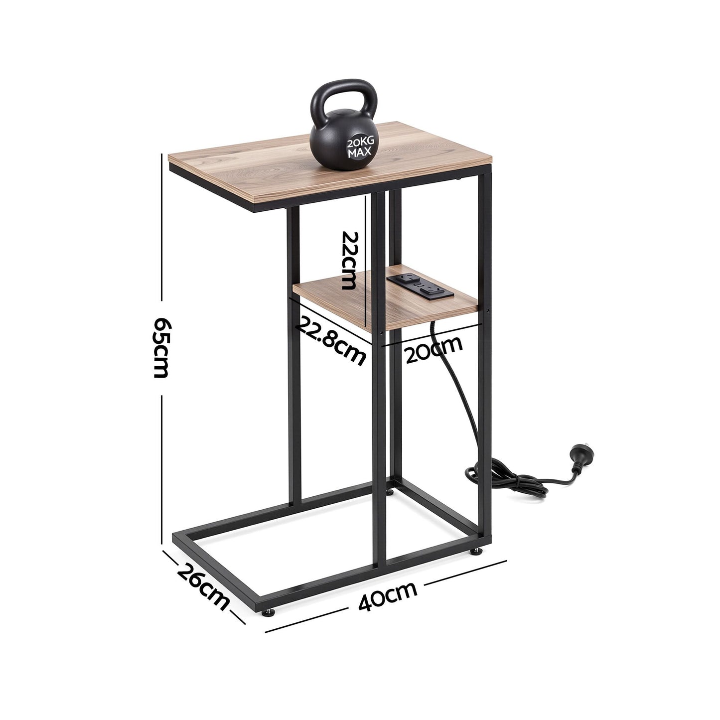 C-Shaped Side Table Charging Station 2-Tier | HomeAndLiving