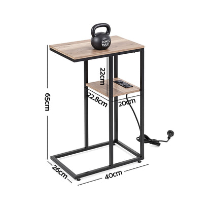 C-Shaped Side Table Charging Station 2-Tier | HomeAndLiving