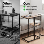 C-Shaped Side Table Charging Station 2-Tier | HomeAndLiving