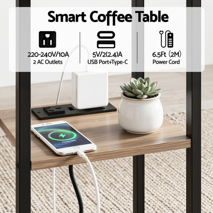 C-Shaped Side Table Charging Station 2-Tier | HomeAndLiving