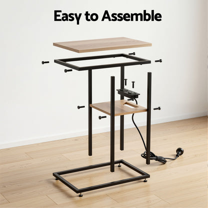 C-Shaped Side Table Charging Station 2-Tier | HomeAndLiving