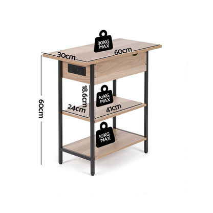 Flip-Top Side Table Charging Station 60cm | HomeAndLiving