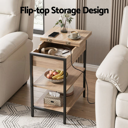 Flip-Top Side Table Charging Station 60cm | HomeAndLiving