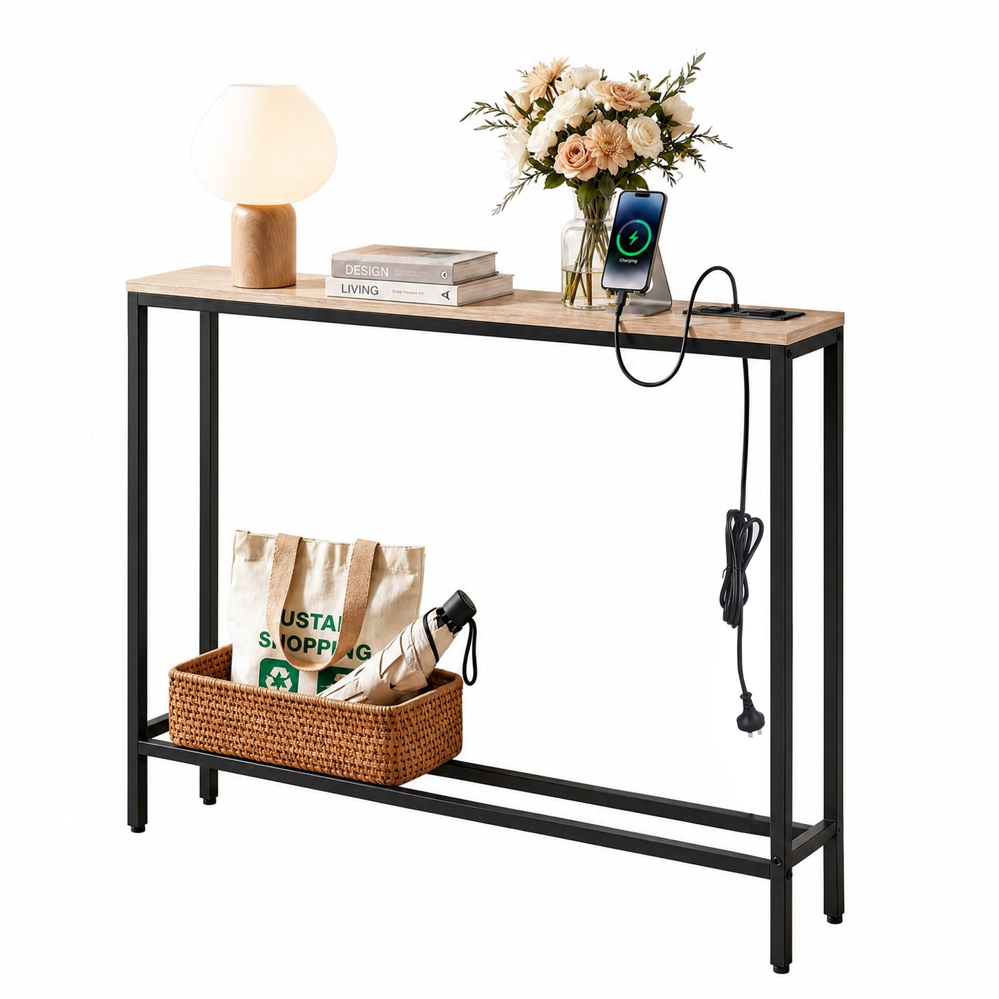 Console Table Charging Station Hallway Slim | HomeAndLiving