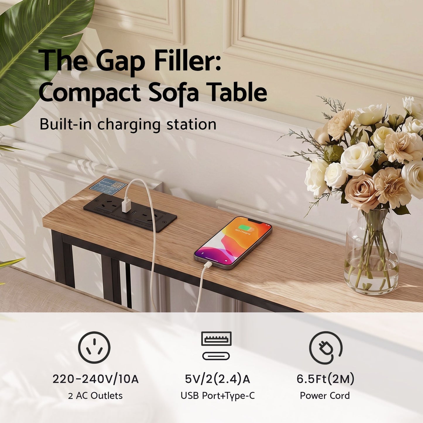 Console Table Charging Station Hallway Slim | HomeAndLiving