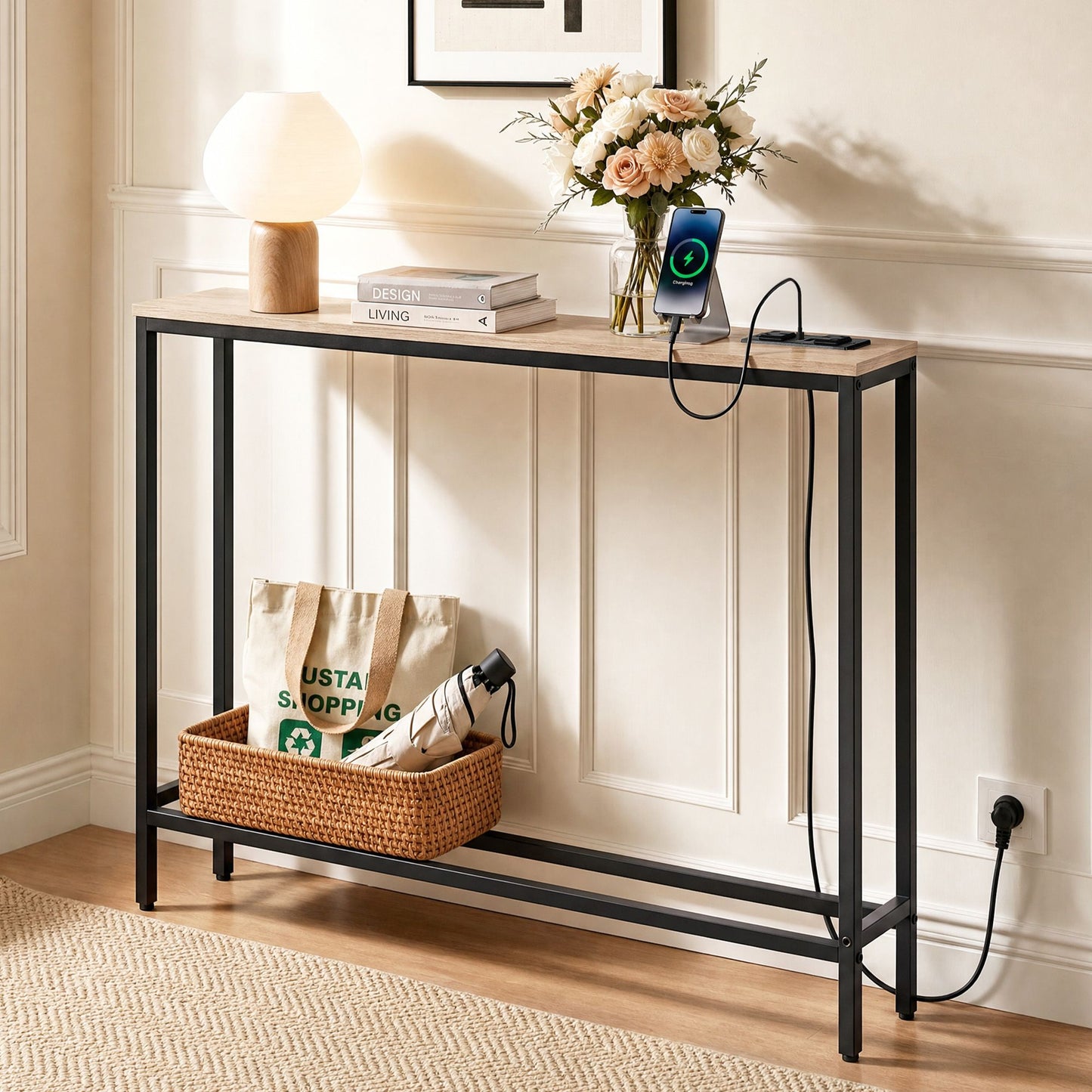Console Table Charging Station Hallway Slim | HomeAndLiving