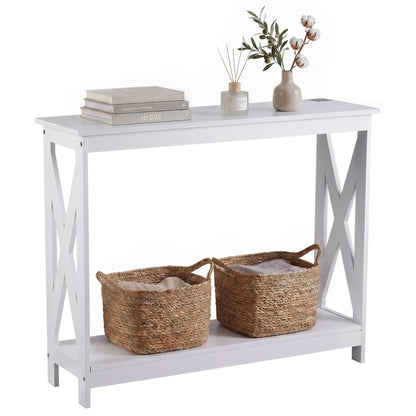 Console Table Hallway Narrow 2-Tier 100cm White | HomeAndLiv