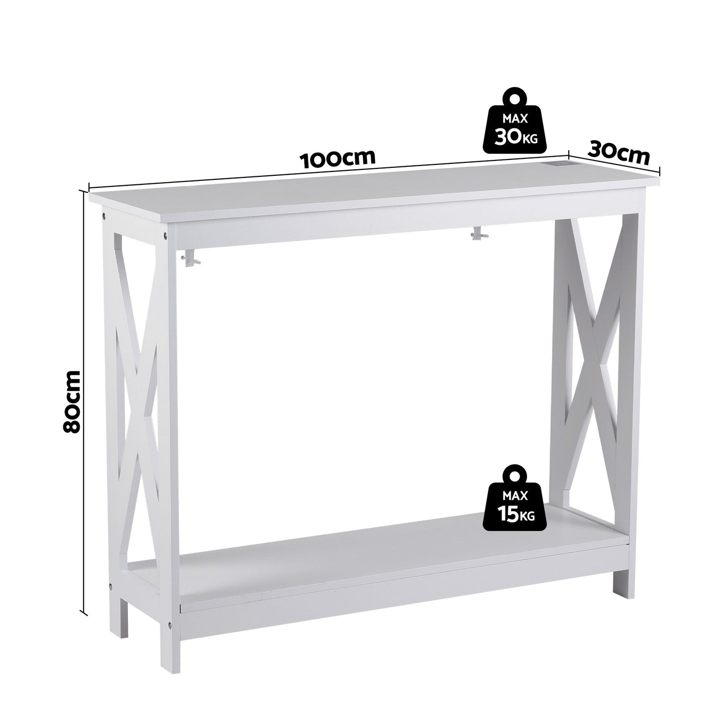 Console Table Hallway Narrow 2-Tier 100cm White | HomeAndLiv