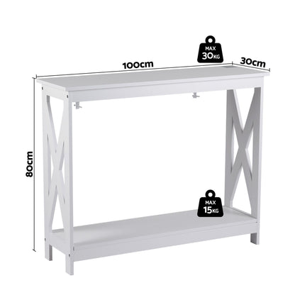Console Table Hallway Narrow 2-Tier 100cm White | HomeAndLiv