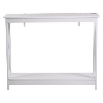 Console Table Hallway Narrow 2-Tier 100cm White | HomeAndLiv
