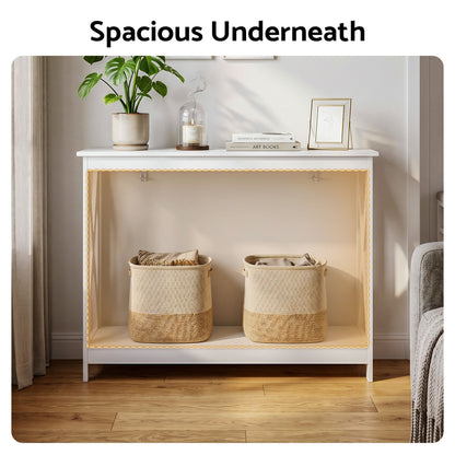 Console Table Hallway Narrow 2-Tier 100cm White | HomeAndLiv