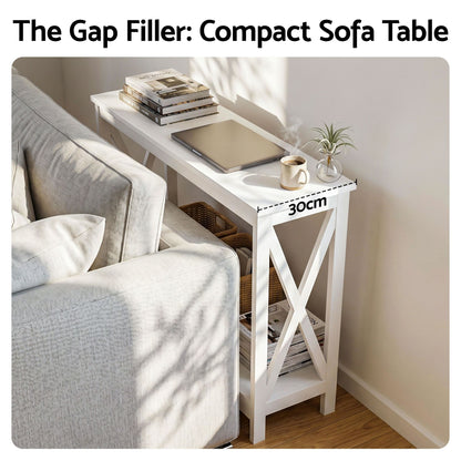Console Table Hallway Narrow 2-Tier 100cm White | HomeAndLiv