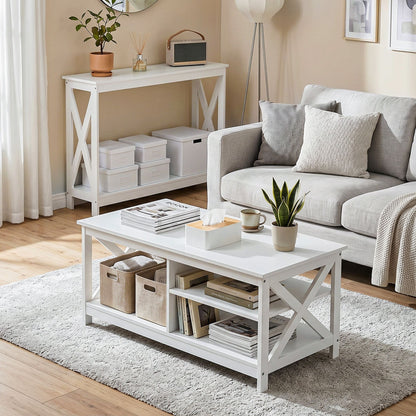 Console Table Hallway Narrow 2-Tier 100cm White | HomeAndLiv