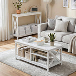 Console Table Hallway Narrow 2-Tier 100cm White | HomeAndLiv