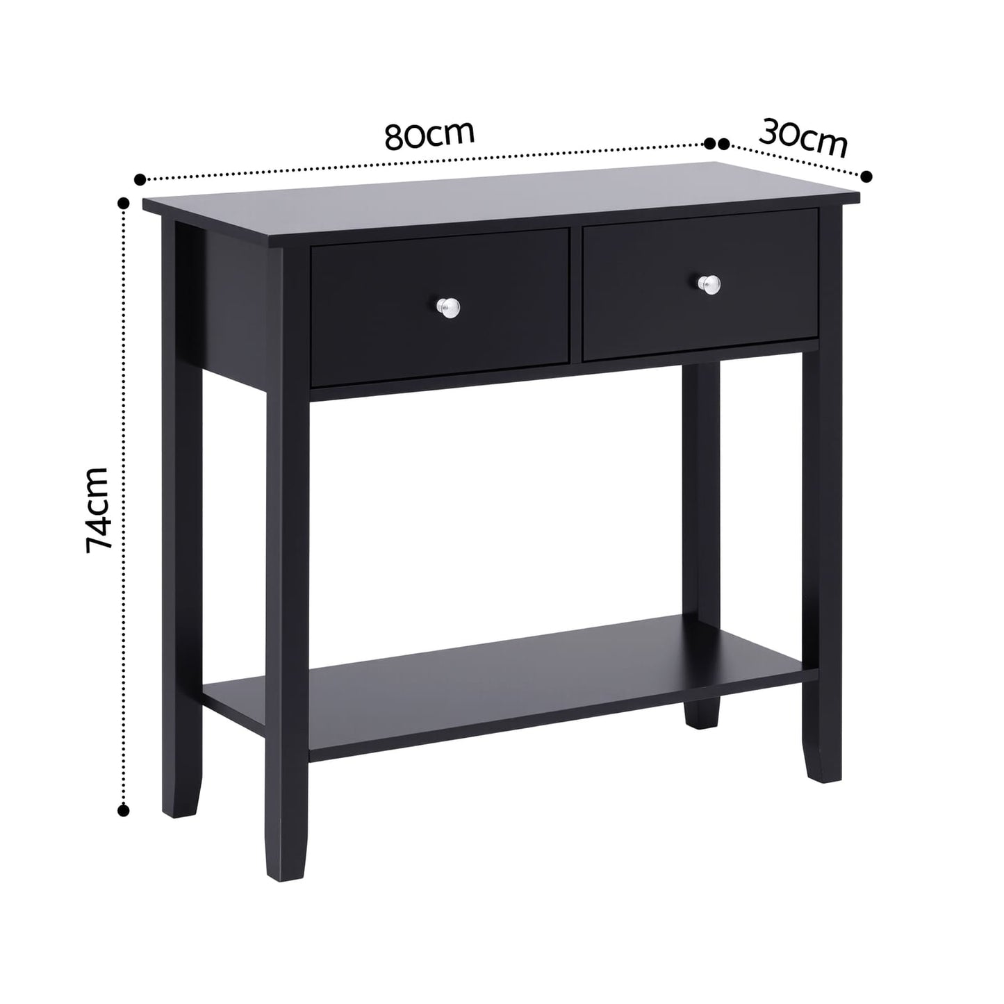 Console Table Black 80cm 80x30x74cm