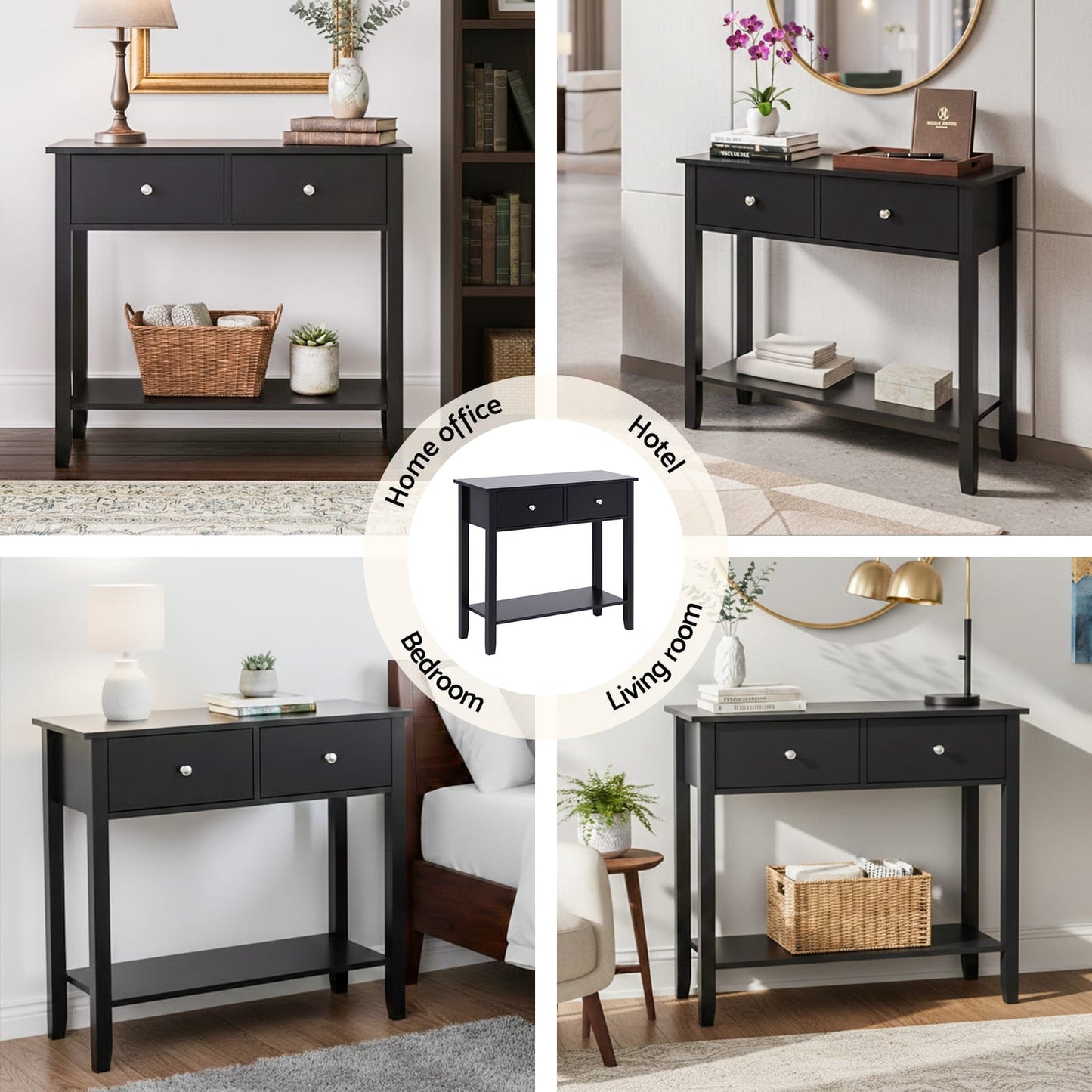 Console Table Black 80cm 80x30x74cm