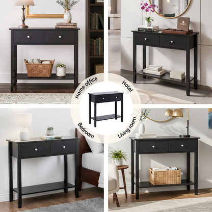 Console Table Black 80cm 80x30x74cm