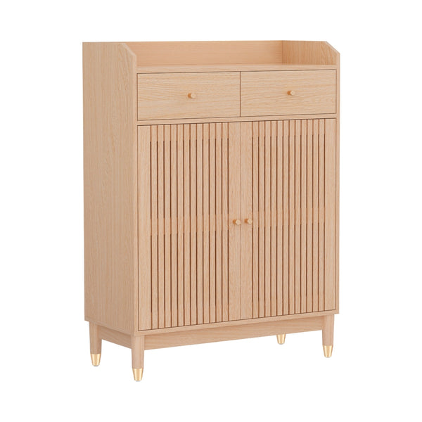  Shoe Rack Cabinet 4-Tier 16 Pairs Pine