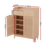 Shoe Rack Cabinet 4-Tier 16 Pairs Pine